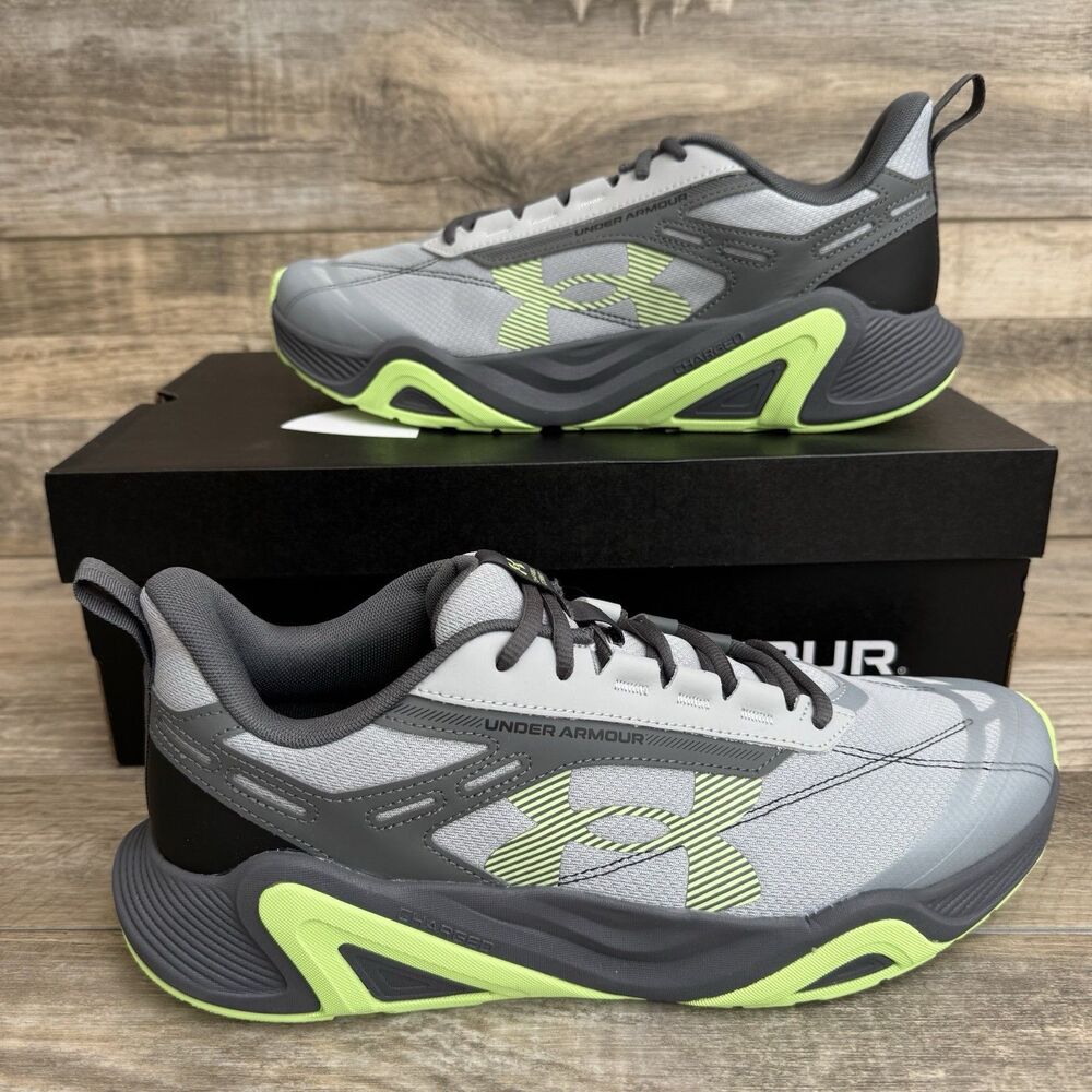 Under Armour UA Charged Commit TR 5 Men’s Size 12 Gray Lime Training Shoes New